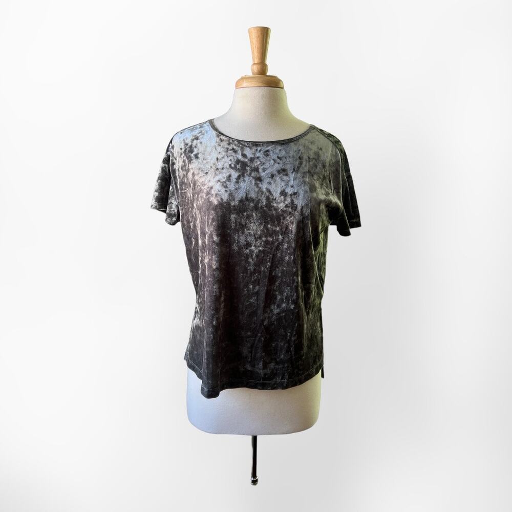 Rebecca Minkoff Alana Gray Crushed Velvet Short Sleeve Top